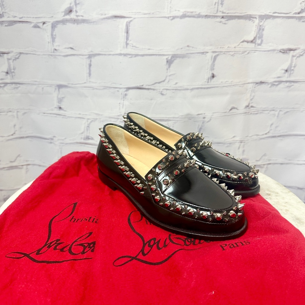 Christian Louboutin Black Studded Flats